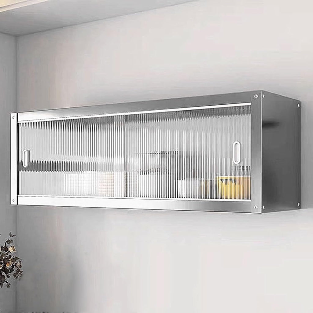 Mehrzweckschrank Hängeschrank Küche Mit Transparenten Schiebetüren Materialien: Edelstahl und Acryl Zwei Montagemöglichkeiten Tragkraft Pro Ebene: 25 Kg Schrank Küche(120 * 30 * 40cm)