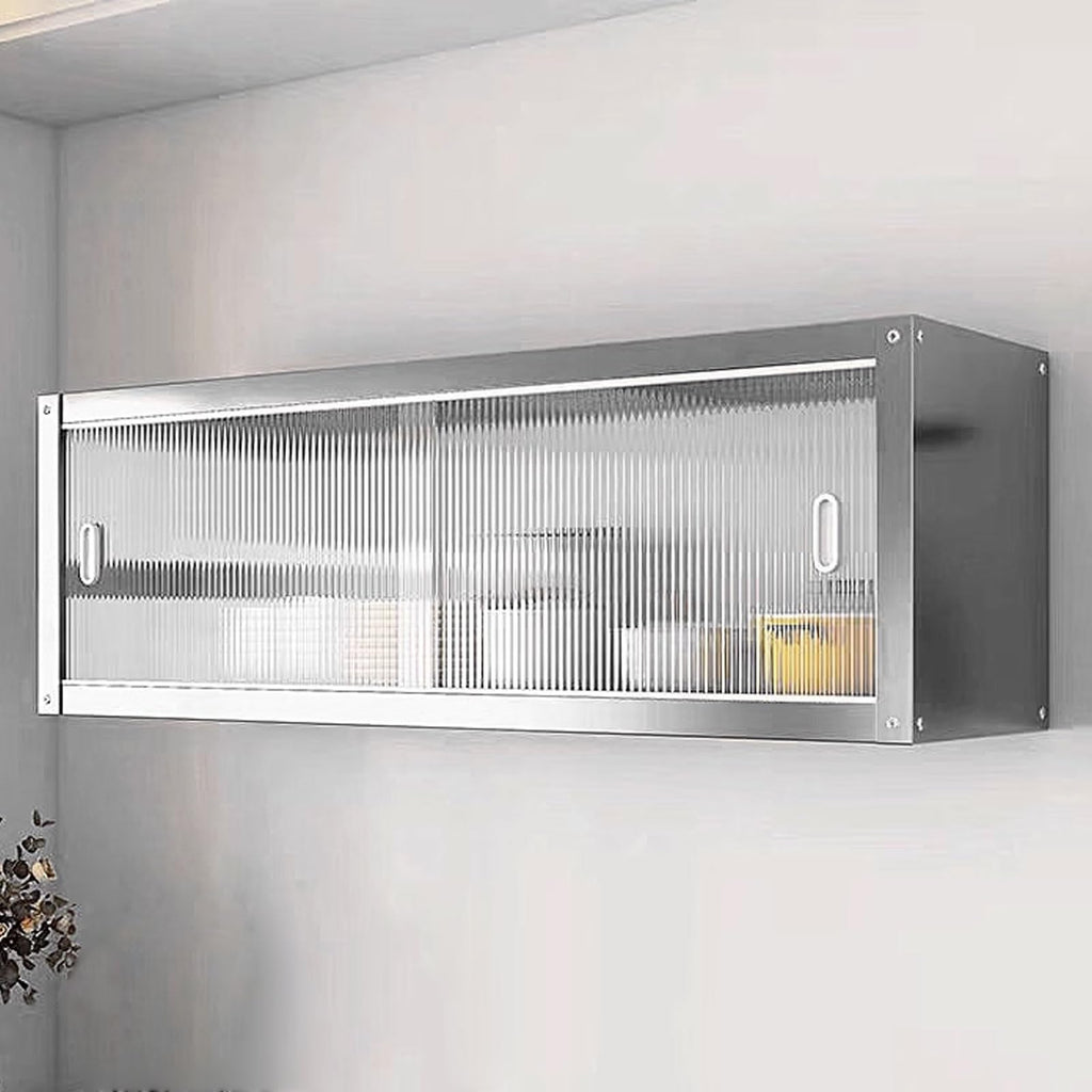 Mehrzweckschrank Hängeschrank Küche Mit Transparenten Schiebetüren Materialien: Edelstahl und Acryl Zwei Montagemöglichkeiten Tragkraft Pro Ebene: 25 Kg Schrank Küche(120 * 30 * 40cm)