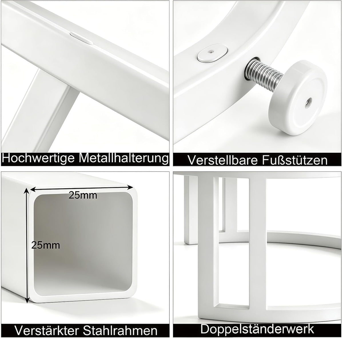 Rund Satztische Couchtisch 2er Set mit Stauraum, Weißer Wohnzimmertisch