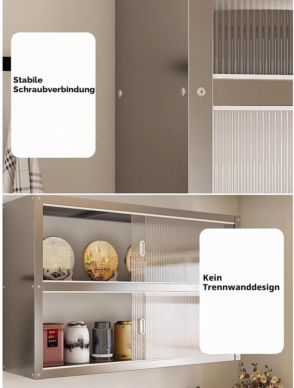 Mehrzweckschrank Hängeschrank Küche Mit Transparenten Schiebetüren Materialien: Edelstahl und Acryl Zwei Montagemöglichkeiten Tragkraft Pro Ebene: 25 Kg Schrank Küche(120 * 30 * 40cm)