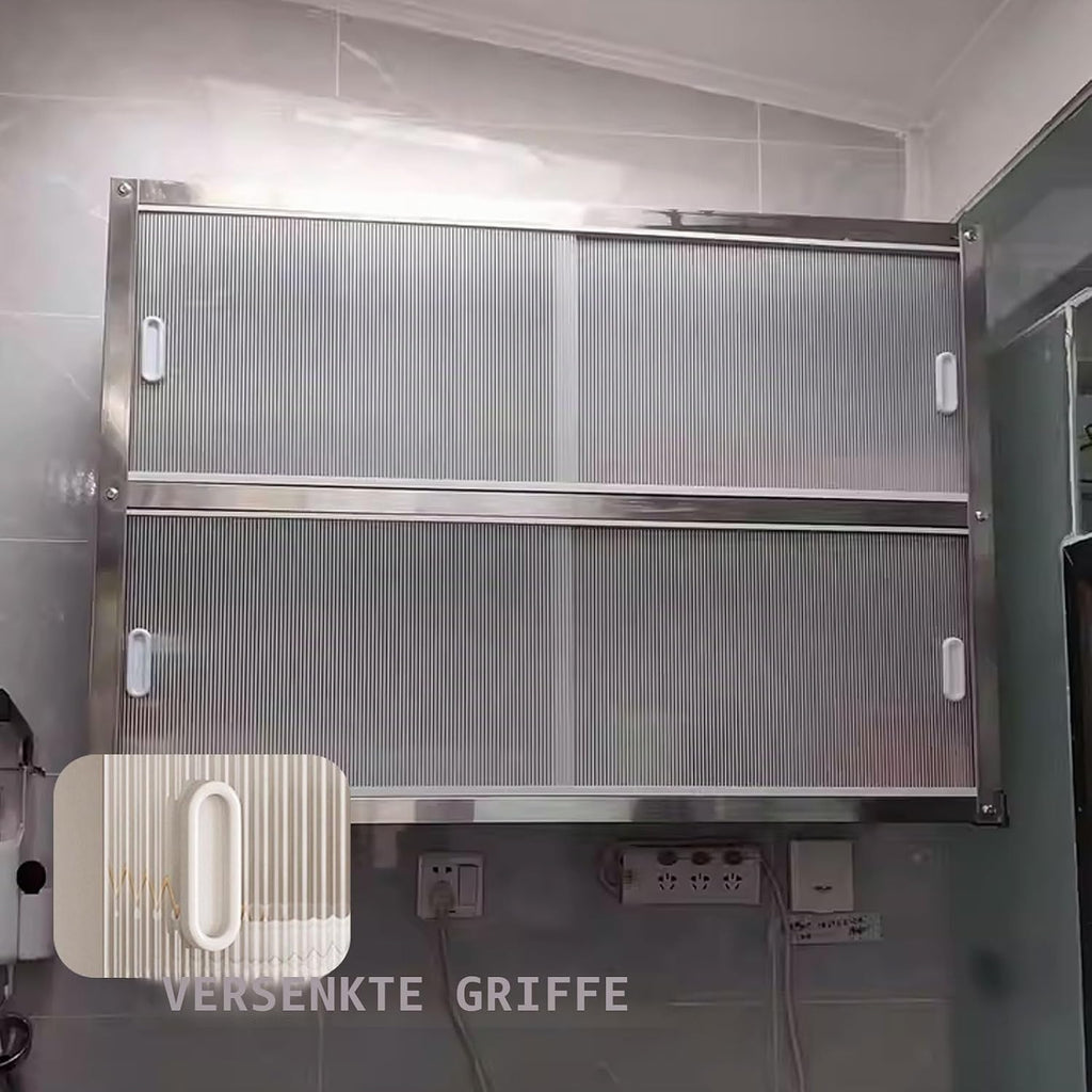 Mehrzweckschrank Hängeschrank Küche Mit Transparenten Schiebetüren Materialien: Edelstahl und Acryl Zwei Montagemöglichkeiten Tragkraft Pro Ebene: 25 Kg Schrank Küche(120 * 30 * 40cm)