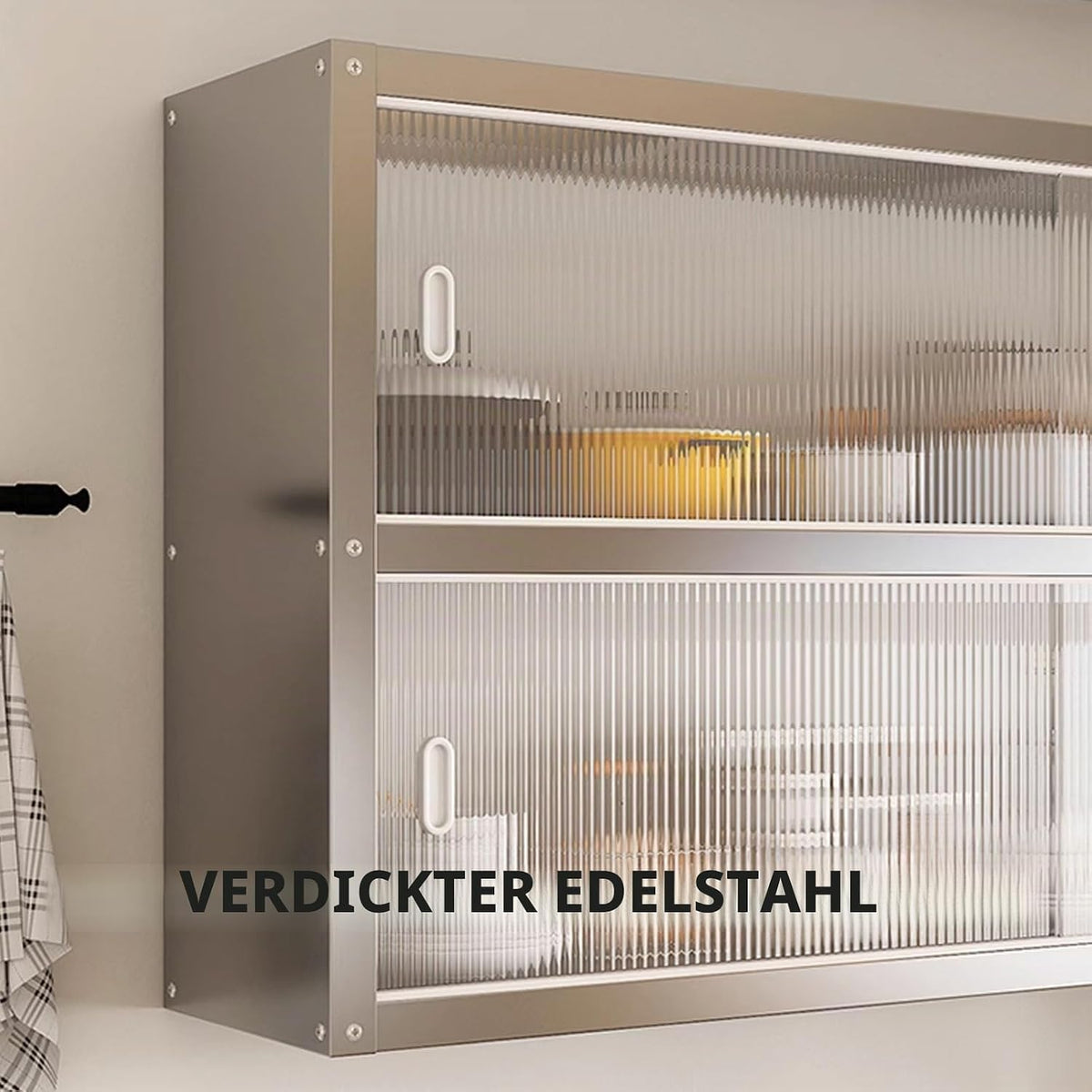 Mehrzweckschrank Hängeschrank Küche Mit Transparenten Schiebetüren Materialien: Edelstahl und Acryl Zwei Montagemöglichkeiten Tragkraft Pro Ebene: 25 Kg Schrank Küche(120 * 30 * 40cm)